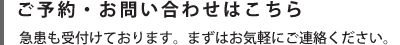 ご予約・お問い合わせはこちら。急患も受け付けております